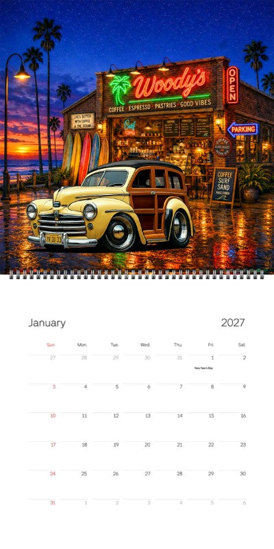 2027 Woodie Neon Calendar 7V3133-CA