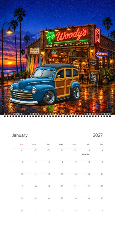2027 Woodie Neon Calendar 888PKU-CA