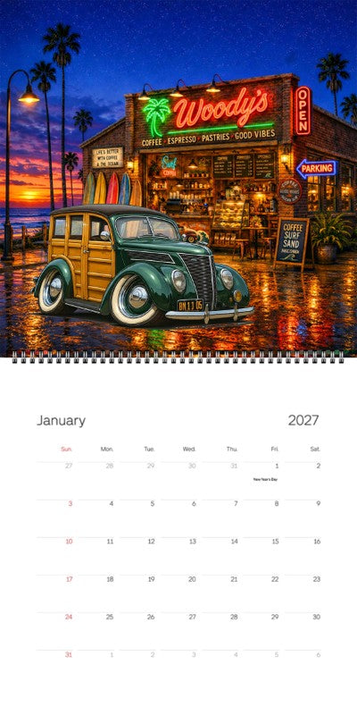 2027 Woodie Neon Calendar 8N1105-CA
