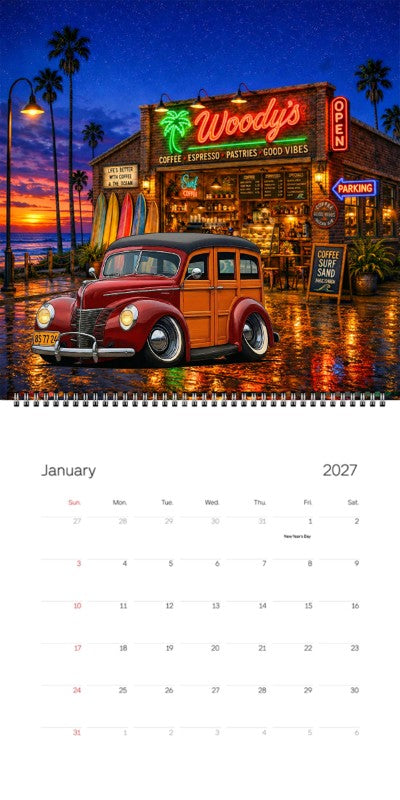 2027 Woodie Neon Calendar 8S7724-CA