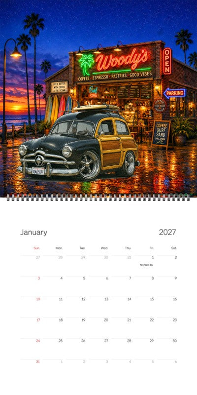 2027 Woodie Neon Calendar 8WZP287-CA
