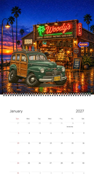 2027 Woodie Neon Calendar 92S782-CA