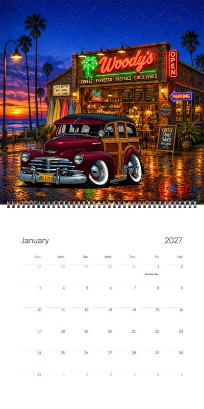 2027 Woodie Neon Calendar 99J210-CA