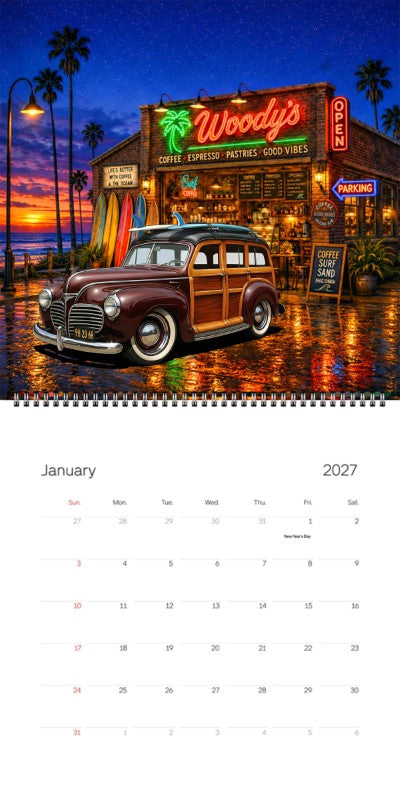 2027 Woodie Neon Calendar 9H2368-CA