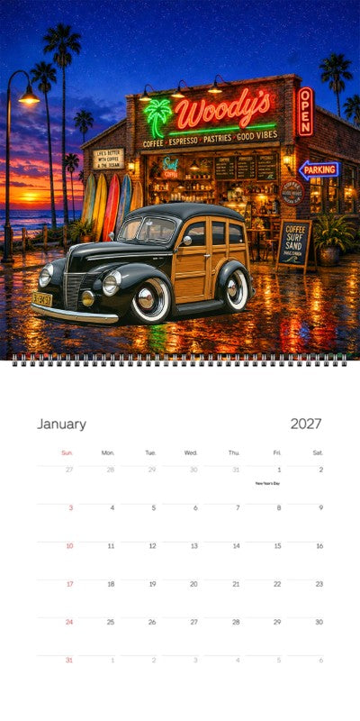 2027 Woodie Neon Calendar 9H3497-CA