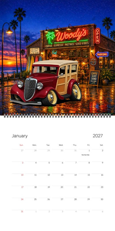 2027 Woodie Neon Calendar 9K791-CA