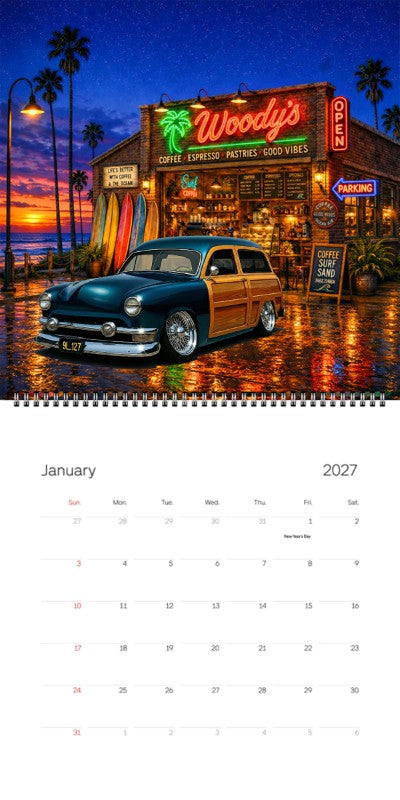 2027 Woodie Neon Calendar 9L127-CA