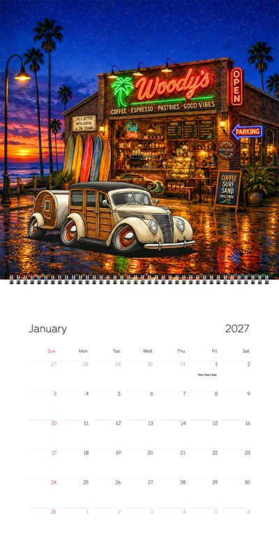 2027 Woodie Neon Calendar 9TZA474-CA