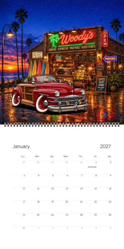 2027 Woodie Neon Calendar 9UDY597-CA