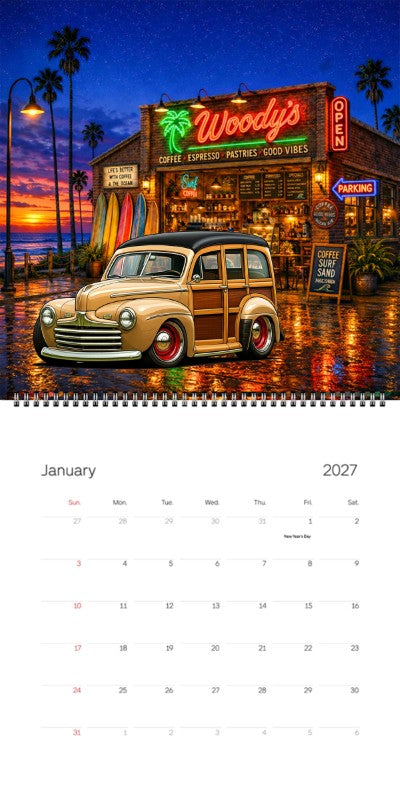 2027 Woodie Neon Calendar AKA6146-AZ