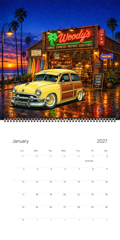 2027 Woodie Neon Calendar BEACHGY-CA