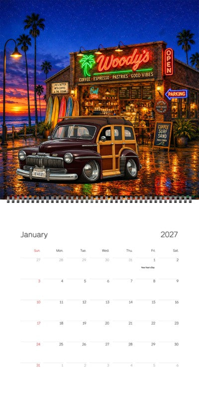 2027 Woodie Neon Calendar BUWOODY-CA
