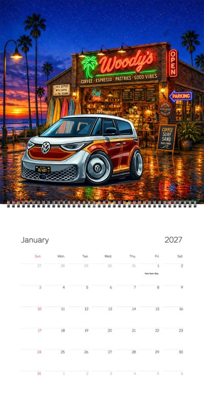 2027 Woodie Neon Calendar BUZWUDY-CA