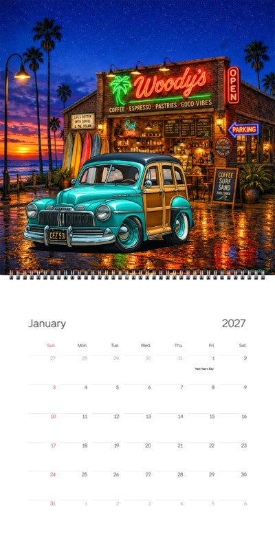 2027 Woodie Neon Calendar CEZ531-CA