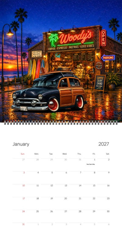 2027 Woodie Neon Calendar DOHNYWD-CA