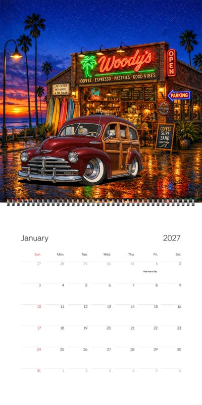 2027 Woodie Neon Calendar EASTBAY-CA