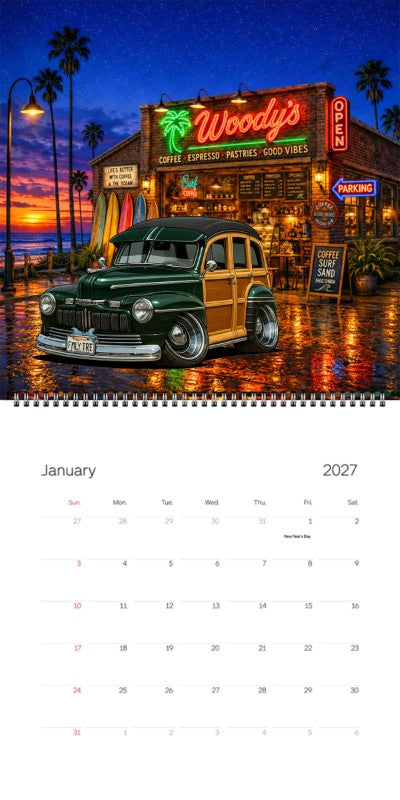 2027 Woodie Neon Calendar FMLYTRE-CA