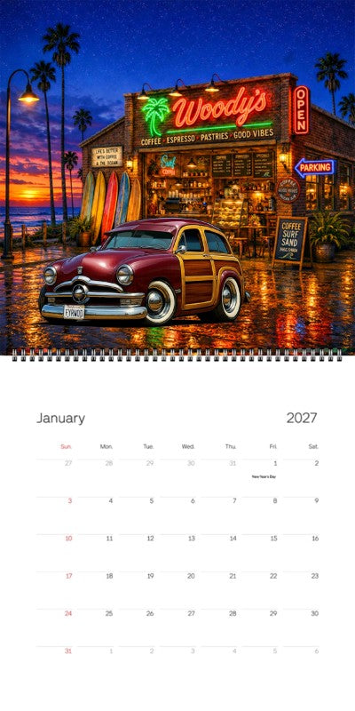 2027 Woodie Neon Calendar FYRWOD-CA