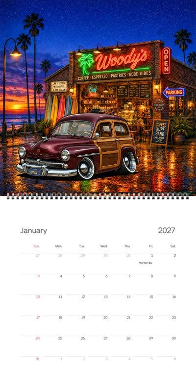 2027 Woodie Neon Calendar HANGN10-CA