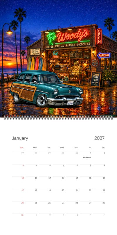2027 Woodie Neon Calendar HERWDY-CA