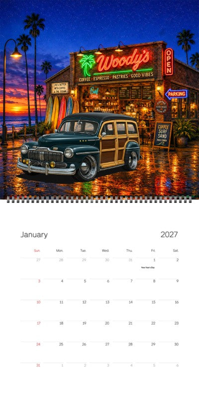 2027 Woodie Neon Calendar KLWOODY-CA
