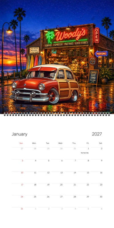 2027 Woodie Neon Calendar NDLSSMR-CA