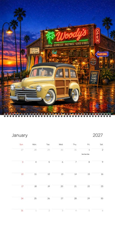 2027 Woodie Neon Calendar OLDIEBUTWOODIE-XX