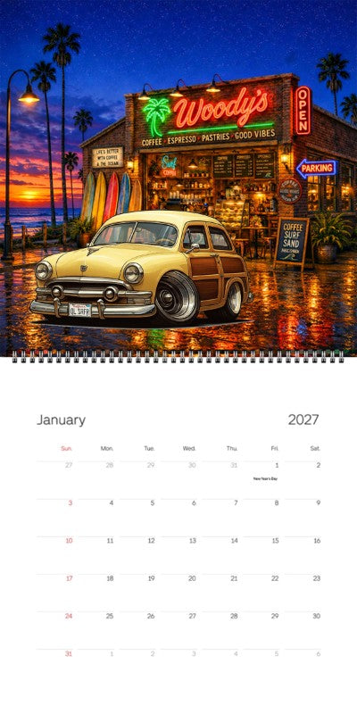 2027 Woodie Neon Calendar OLSRFR-CA