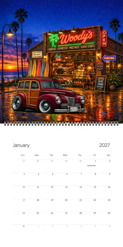 2027 Woodie Neon Calendar OUTSYD-CA