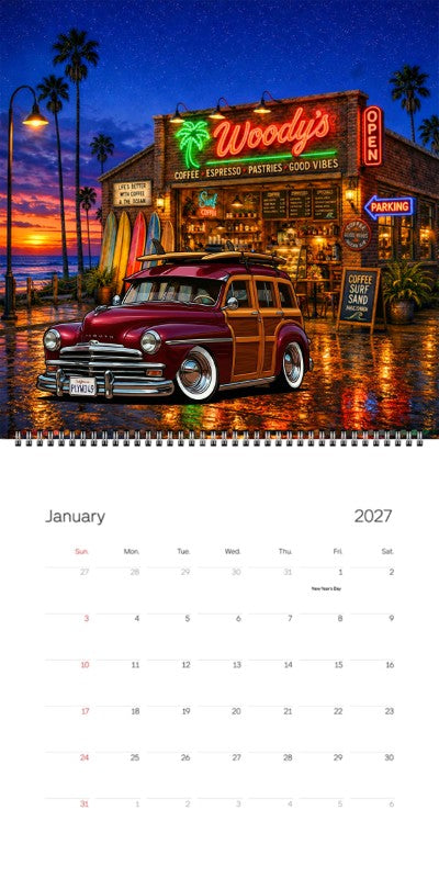 2027 Woodie Neon Calendar PLYWD49-CA
