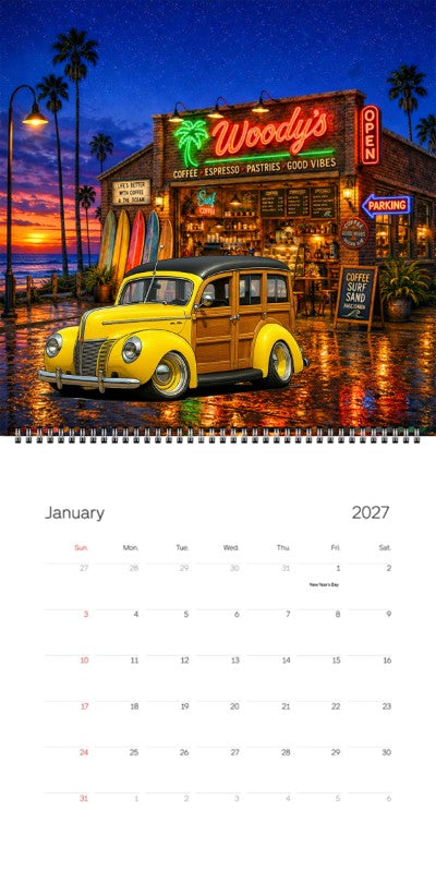 2027 Woodie Neon Calendar POPSWDE-CA