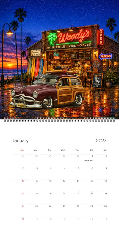 2027 Woodie Neon Calendar SSURFSS-CA