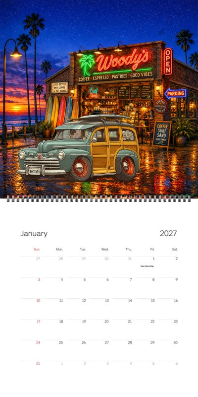2027 Woodie Neon Calendar TOOTHPK-CA