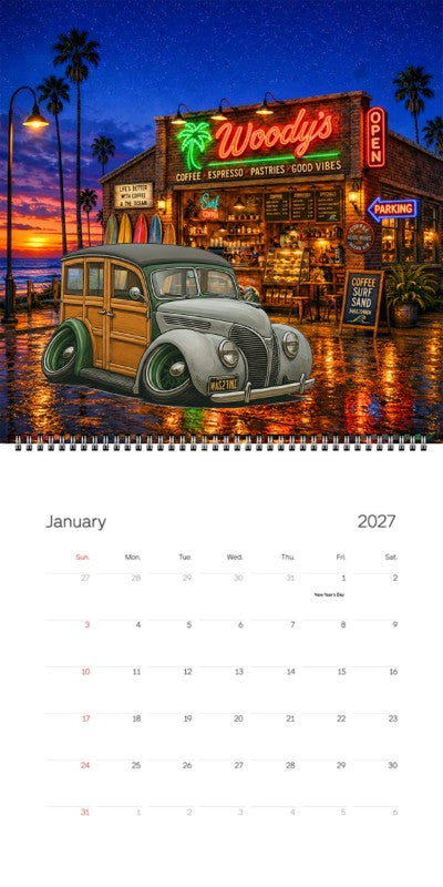 2027 Woodie Neon Calendar WAS27MI-CA