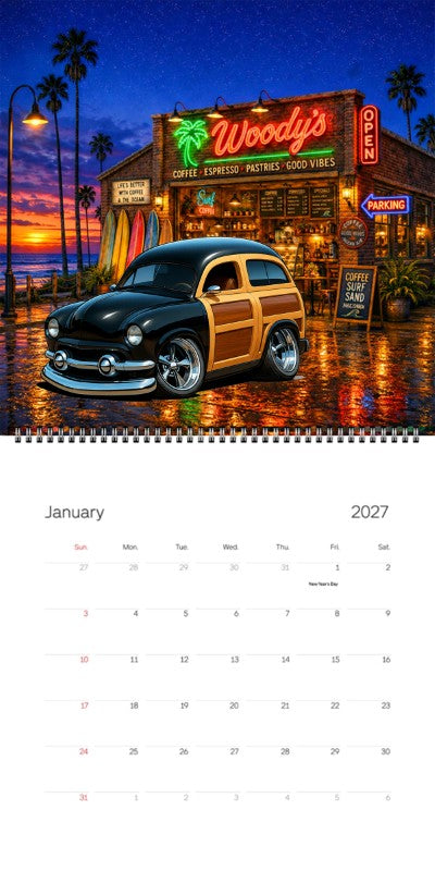 2027 Woodie Neon Calendar WDNROD-CA