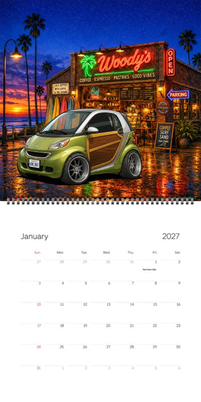 2027 Woodie Neon Calendar WDNSMRT-CA
