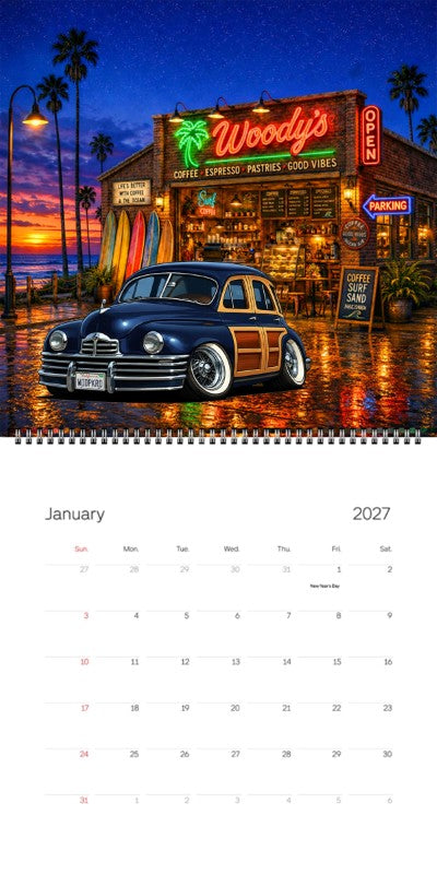 2027 Woodie Neon Calendar WODPKRD-CA