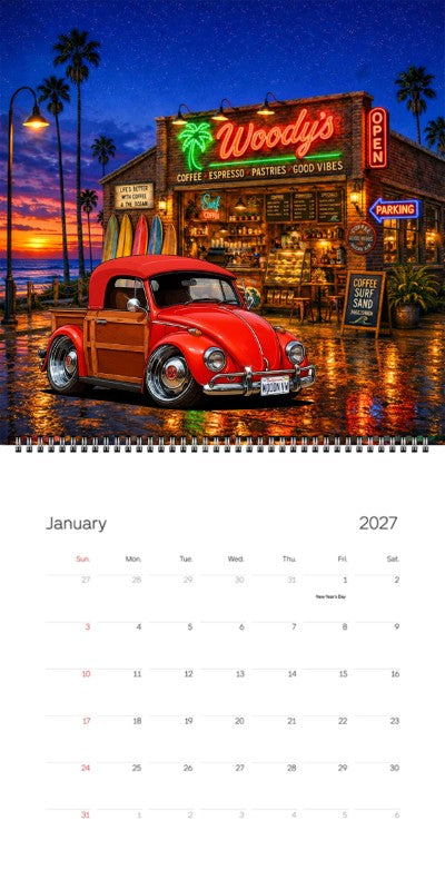 2027 Woodie Neon Calendar WOODNVW-CA