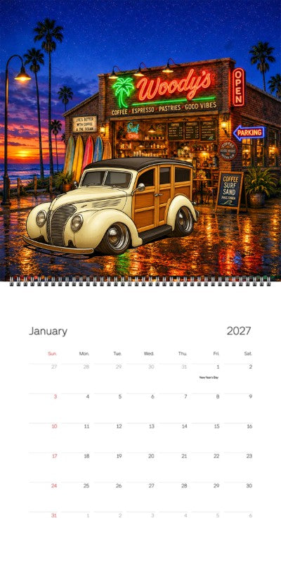 2027 Woodie Neon Calendar WOODROD-CA