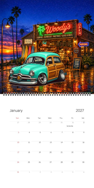 2027 Woodie Neon Calendar WOODSUV-CA