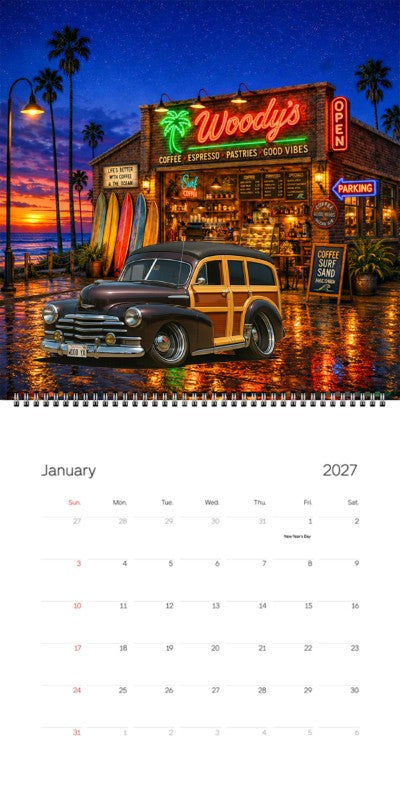 2027 Woodie Neon Calendar WOODYA-CA