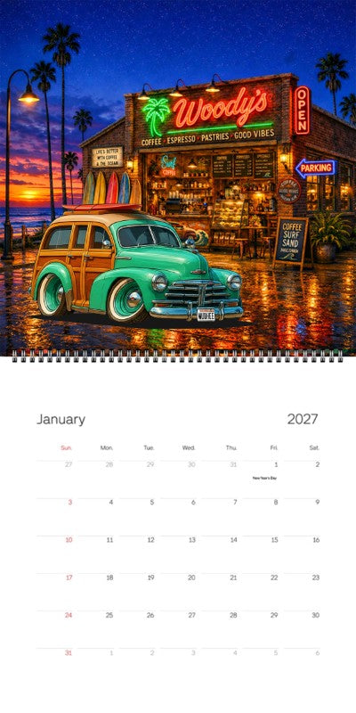 2027 Woodie Neon Calendar WUDHEE-CA