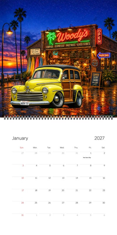 2027 Woodie Neon Calendar WUDNTOY-CA