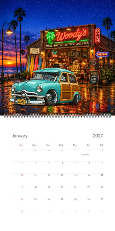 2027 Woodie Neon Calendar WUZATRE-CA