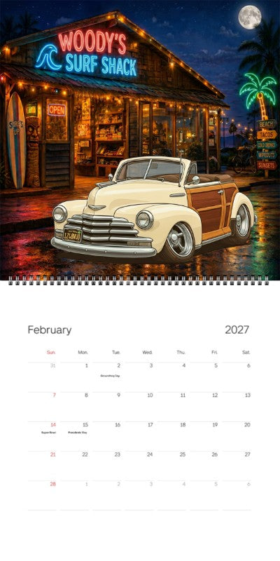2027 Woodie Neon Calendar 1248WUD-CA