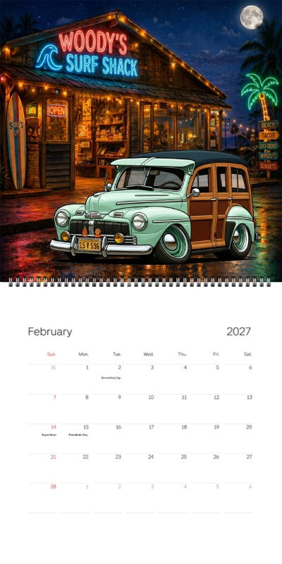 2027 Woodie Neon Calendar 15V596-CA