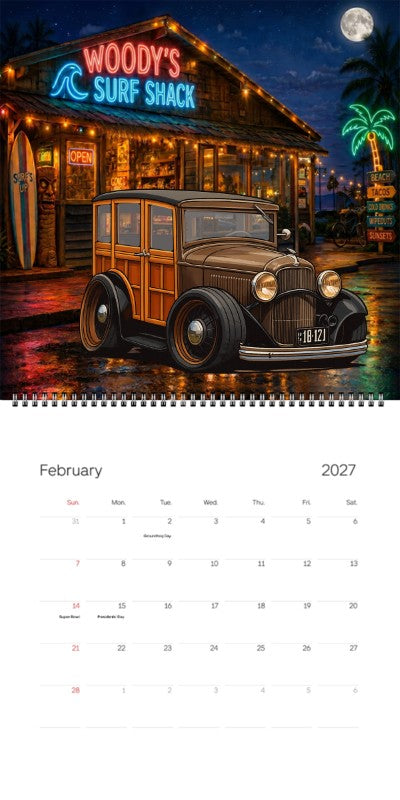 2027 Woodie Neon Calendar 18121-UT