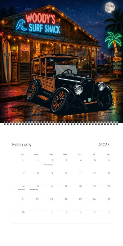 2027 Woodie Neon Calendar 200001-XX