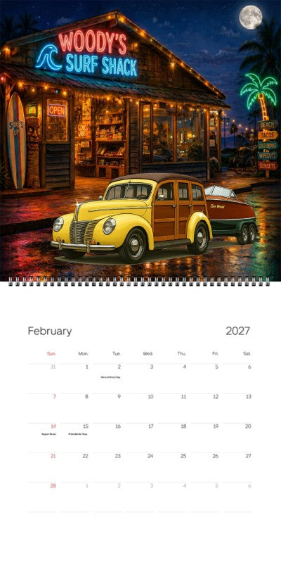 2027 Woodie Neon Calendar 200006-XX