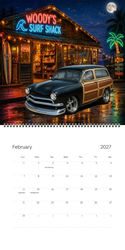 2027 Woodie Neon Calendar 200019-XX
